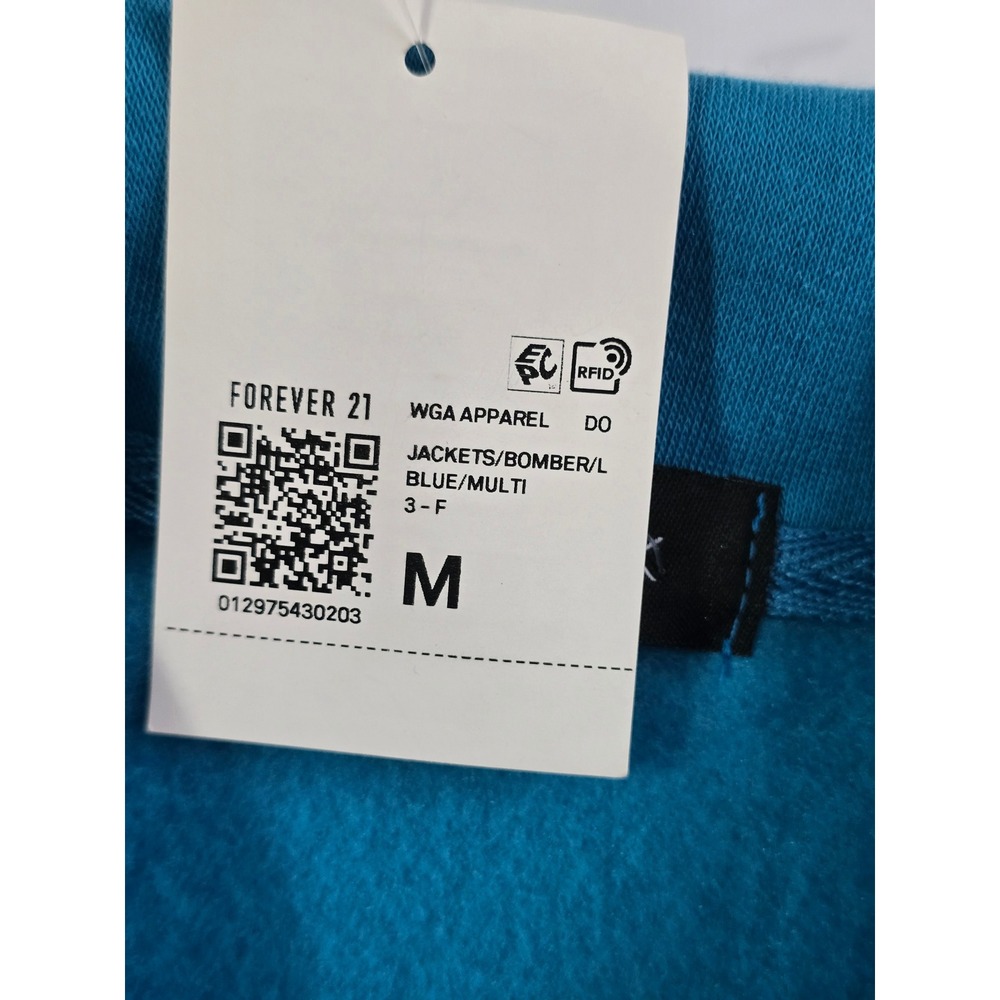 New Look Brooklyn Sport Team Varsity Bomber Jacket Teal Blue White Size M - Picture 15 of 16